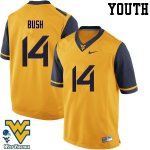 Youth West Virginia Mountaineers NCAA #14 Tevin Bush Gold Authentic Nike Stitched College Football Jersey QP15B58YF